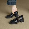 Модные новые весенне-осенние женские туфли из натуральной кожи, туфли-лоферы с квадратным носком для женщин, модные ретро женские туфли-лодочки на массивном высоком каблуке
