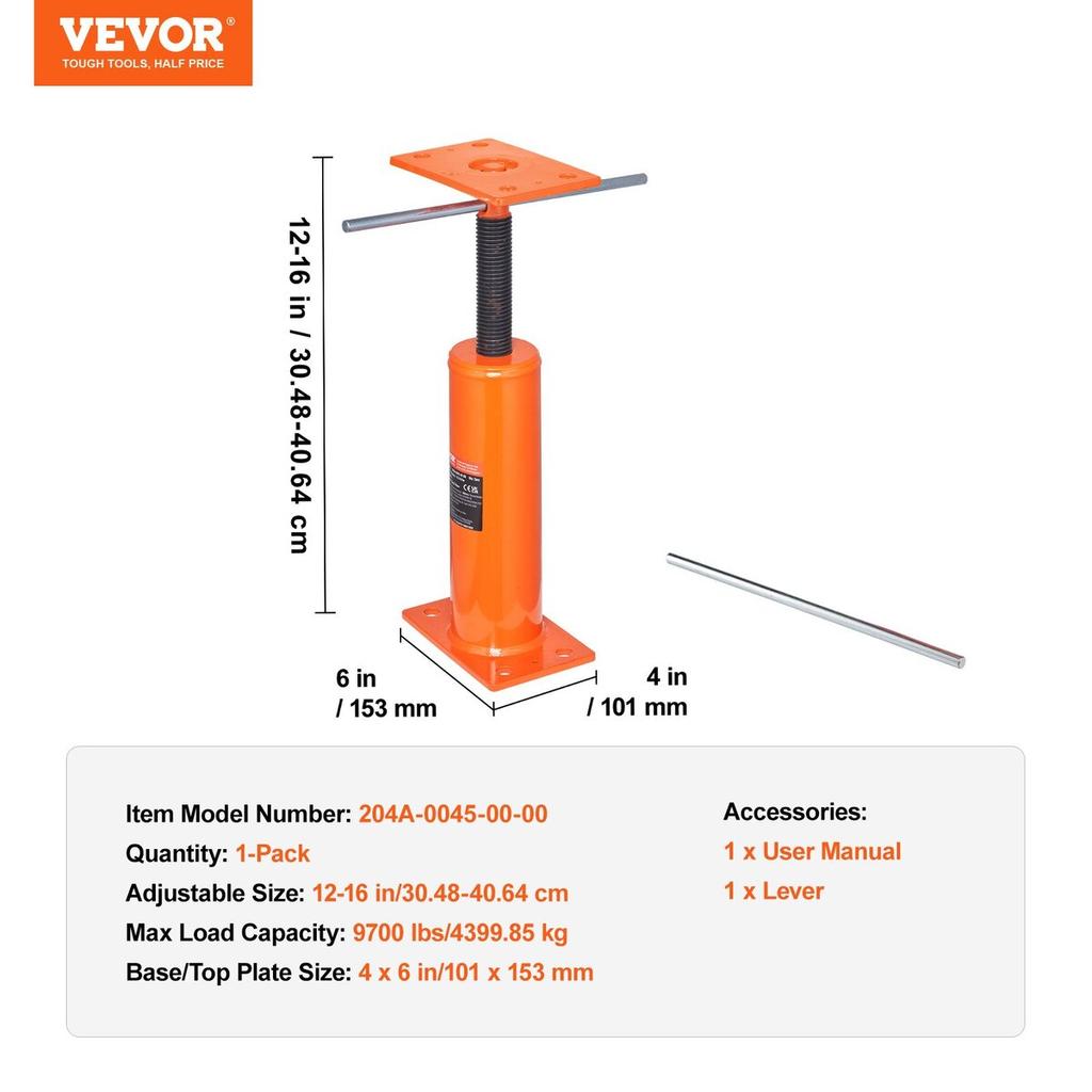 Adjustable Floor Jack Post House Floor Leveling Lift 12"-16" Height Range