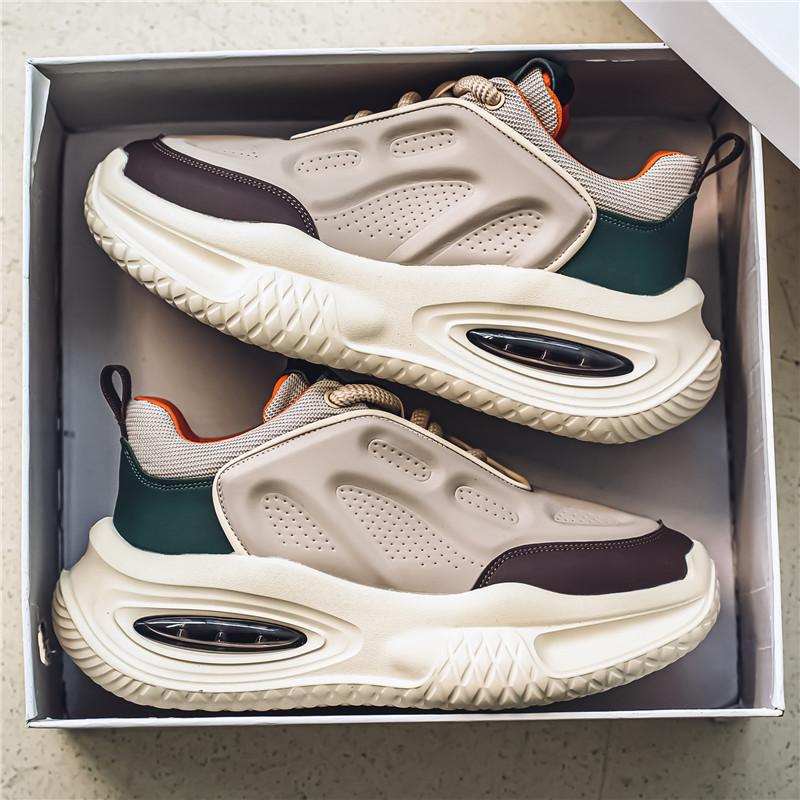 Outdoor Sports Shoes Men's Thick-soled Heightening Running Shoes Lace-up Casual Shoes Men's Teenagers Wear-resistant Dad Shoes Men's Shoes