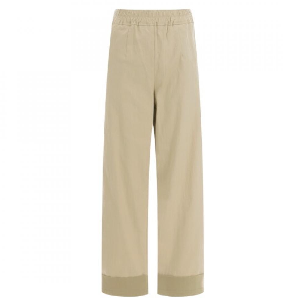 Shop Women Basic Cotton Banding Wide Pants Beige Frb Wpt 12024