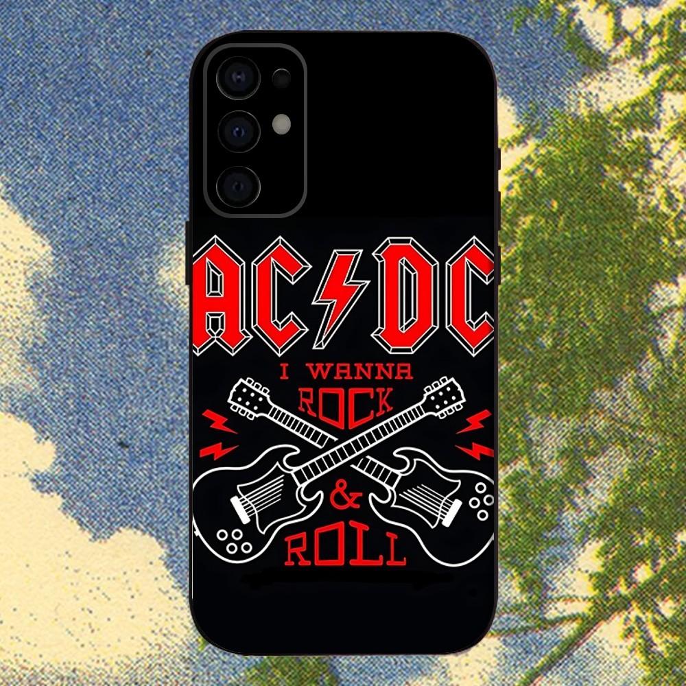 A-AC ROCK D-DC Band1 Phone Case For Samsung S25,S24,S21,S22,S23,S30,Ultra,S20,Plus,Fe,Lite,Note,10,9,5G Black Cover