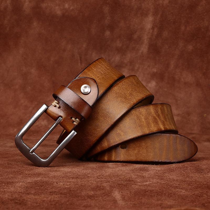 Редкий Утолщенный Сверхтолстый Пояс из Коровьей Кожи Первого Слоя Мужской Натуральная Кожа Пряжка из Нержавеющей Стали Стирка Ретро Простой Повседневный Пояс