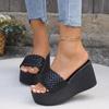 Wedges Slippers for Women Platform Sandals Woman Summer Chunky Golden Round Head Woman Thick Sole Beach Shoes Size