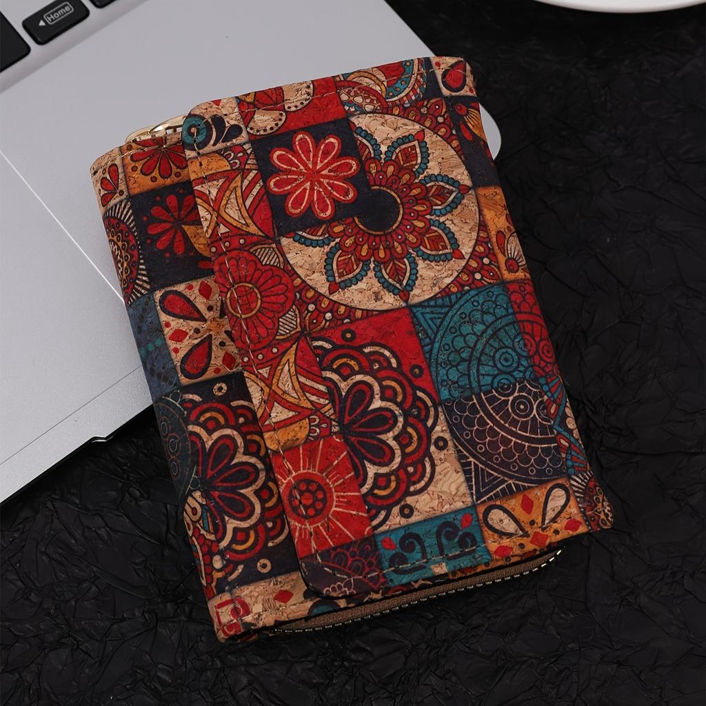 Ретро цветочный узор короткий кошелек этнический стиль клатч сумка для мобильного телефона складной кошелек для монет с отделениями для карт KTY