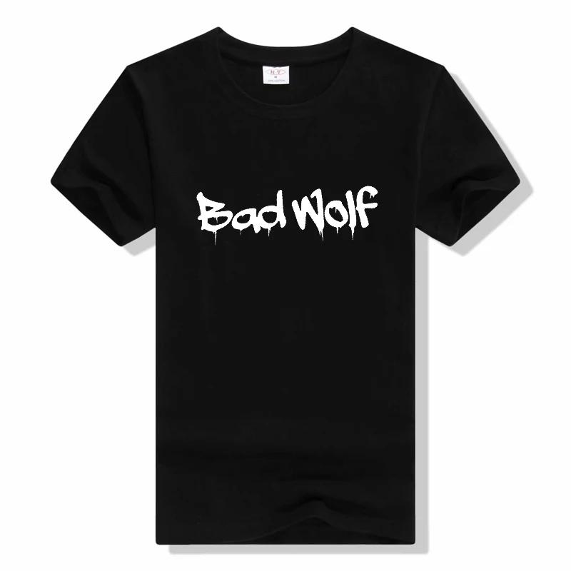 Футболка Bad Wolf Модная Летняя Одежда с Рисунком Волка Футболка Смешная Повседневная Футболки Топы