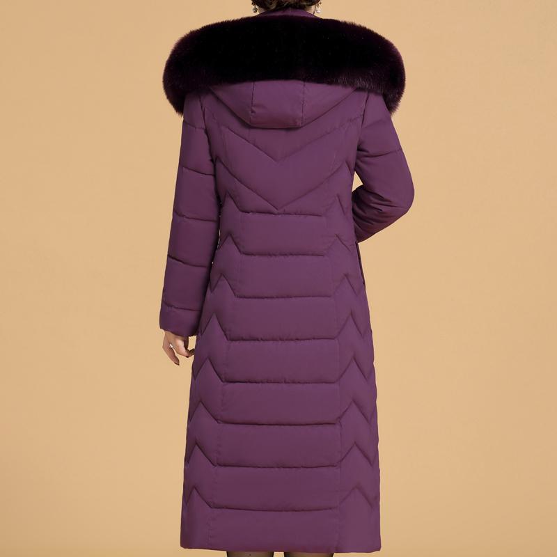 Plus Size XL-6XL Middle Age Woman Long Coat Winter Thick Warm Overcoats Hooded Elegant Faux Fur Collar Loose Lady Jackets