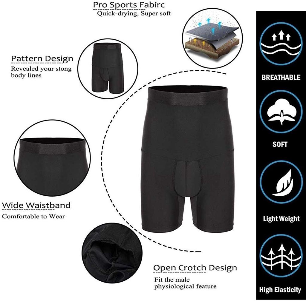 Mens Slimming Underwear Waist Trainer Cinchers Boxer Briefs Tummy Control Shaper Compression Shorts