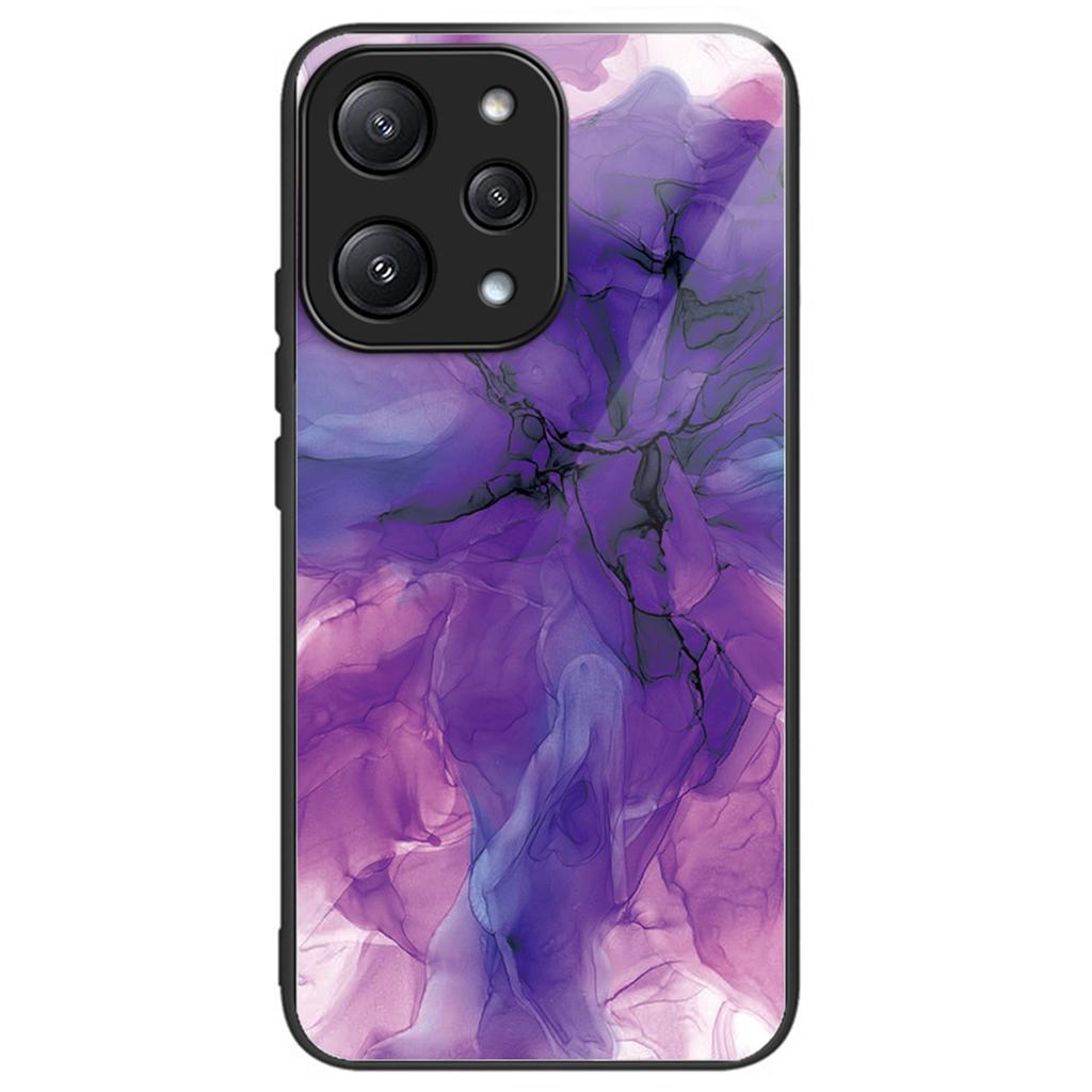 For Xiaomi Redmi 12 5G (Global)/Poco M6 Pro 5G Phone Case Marble Pattern Tempered Glass Back Cover