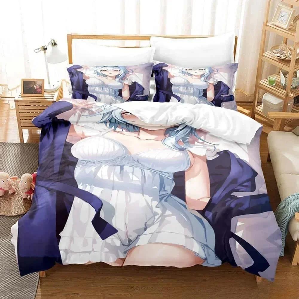 Kawaii Anime Genshin Impact Eula Lawrence Комплект постельного белья Single Twin Full Queen King Size Комплект постельного белья для взрослых и детей, пододеяльники
