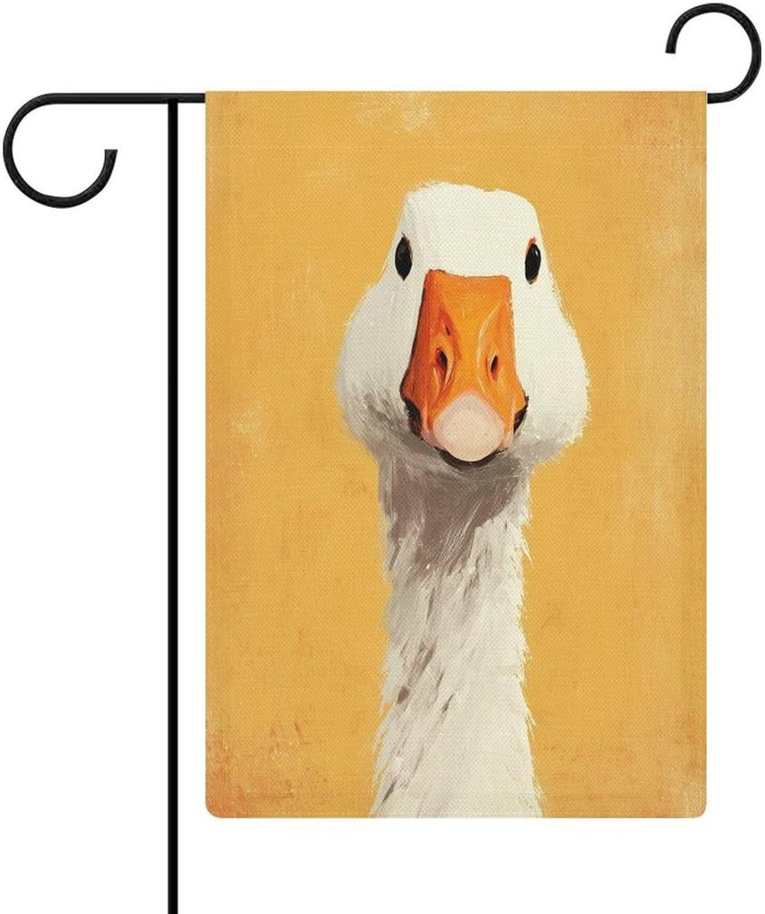 White Goose Head on Orange Garden ag Holiday Garden Decoration House Yard Home Decor Double Sided Outside ags 12x18 Inch AAS