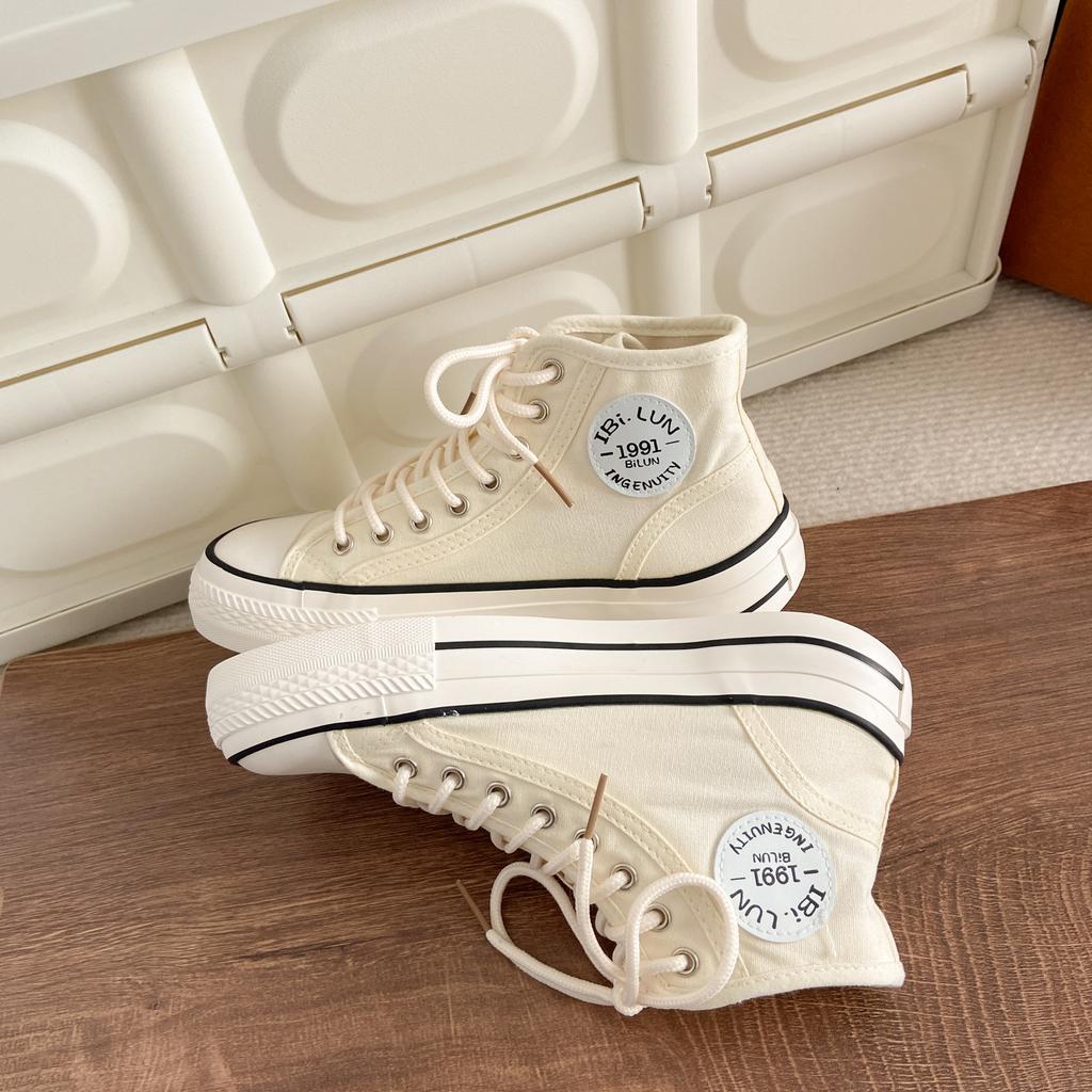 HY-1201 Mango Head High-top Canvas Shoes Women's New Retro Versatile Casual Little White Board Shoes In Summer 2025