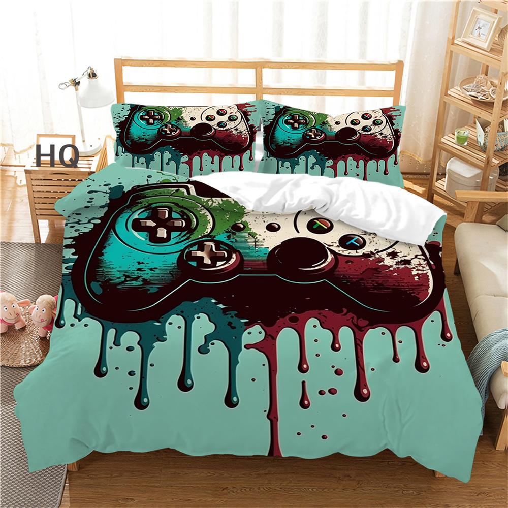 Покрывала с принтом для игровой консоли, модное домашнее постельное белье двойного размера, полиэстеровое постельное белье с героями мультфильмов, комплект постельного белья, чехол