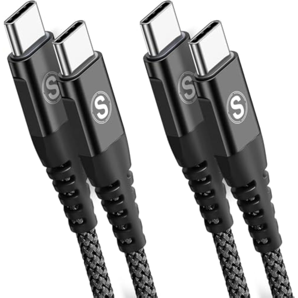 Кабель Type-C 1 м / 2 шт. Совместимость с PD 60 Вт Быстрая зарядка (Кабель USB C и USB C) iPhone 17 16 15 Симв...