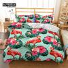 Soft Flamingo 3D Print Bedding Set Fresh Style Cartoon Animals Green Leaves Tropical Fruit Floral Duvet Cover With Pillowcases