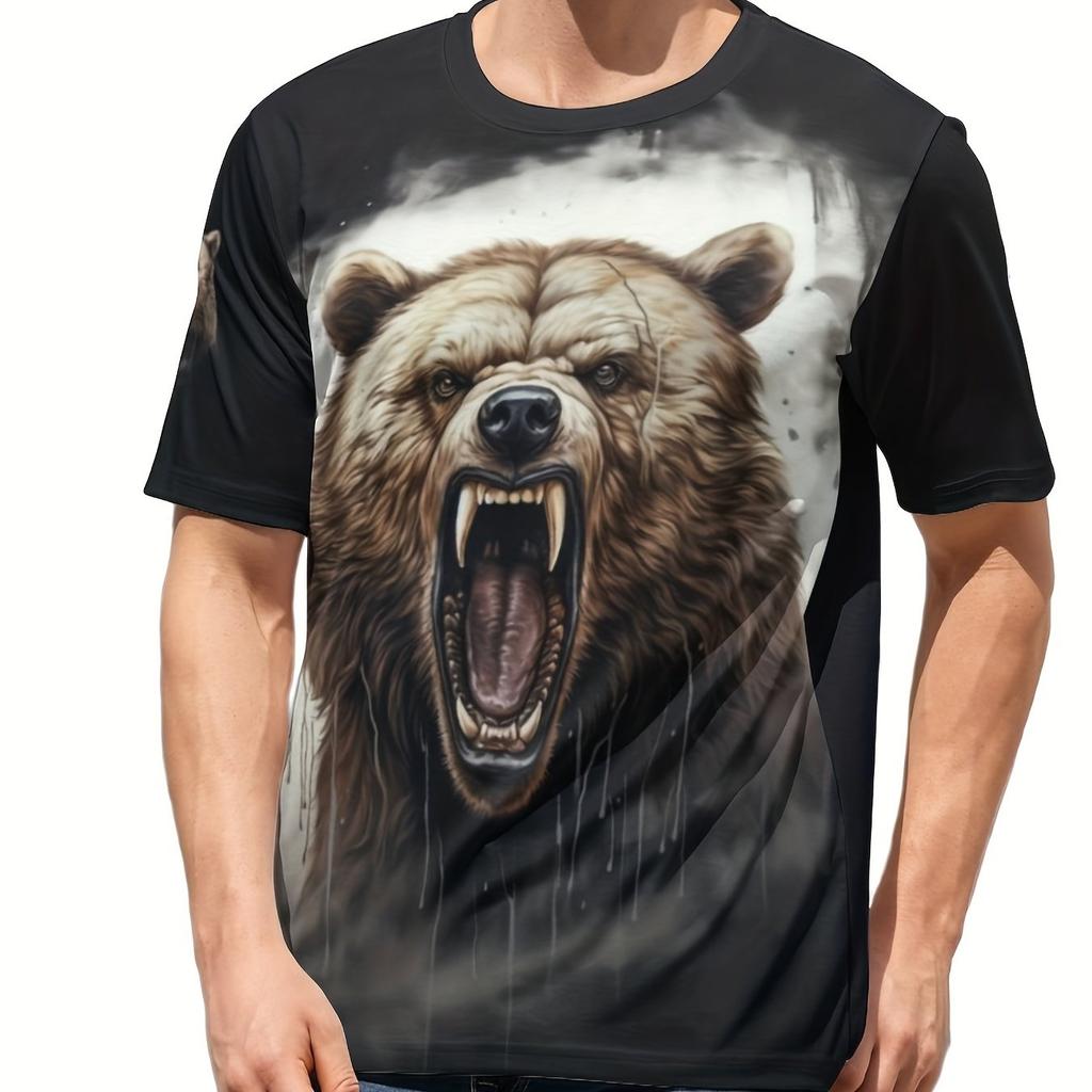 Ultimate Comfort Bear Graphic Tee for Men Breathable, Durable Stretch Fit - Perfect for All Seasons Styles