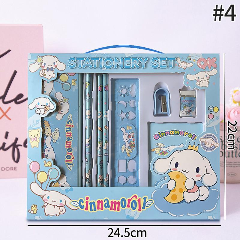 Sanrio Hello Kitty Kuromi Набор Канцелярских Принадлежностей Пенал Линейка Школьные Принадлежности Подарки для Учебы Развлекательные Игры Безопасные Для Детей Веселье