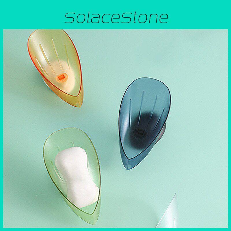 Мыльница в форме листа с дренажным поддоном и впечатляющим дизайном на присосках для ванных комнат