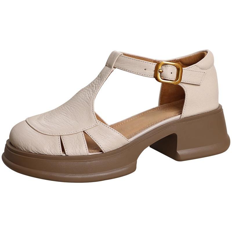 Летние ретро-сандалии с римским носком и полым носком для женщин