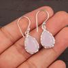 Natural Rose Chalcedony Gemstone 925 Sterling Silver Handcrafted Earrings 1.30" EE-3-15