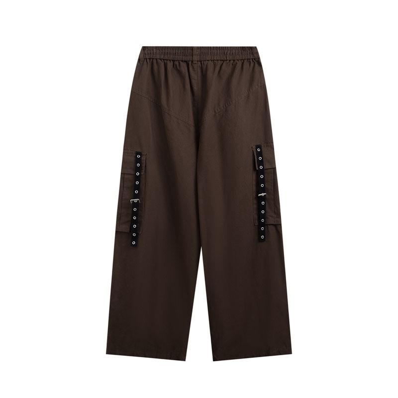 Men Women Retro Cargo Pants Streetwear Loose Straight Leg Trousers Hip Hop Dance Casual Cotton Pant