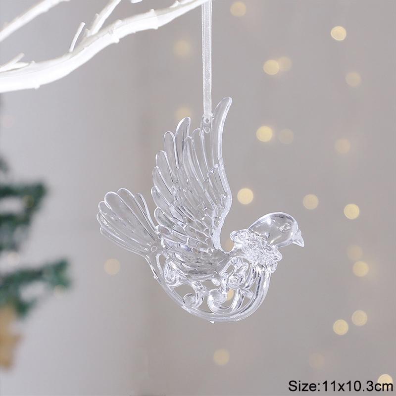 Прозрачные елочные украшения Акриловая птица Единорог Лось Снежинка Подвеска 2026 Новогодняя вечеринка Домашнее украшение Подарок