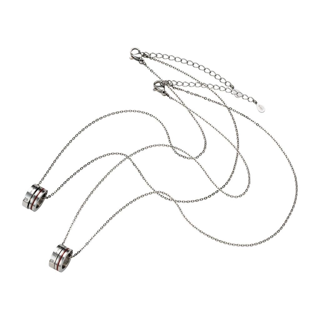 Pair Necklace Set of 2 Surgical Stainless Steel Red Thread Double Ring Ring Parts 2 Message Cubic Zirconia Hypoallergenic 38cm 45cm 4SUP110SV