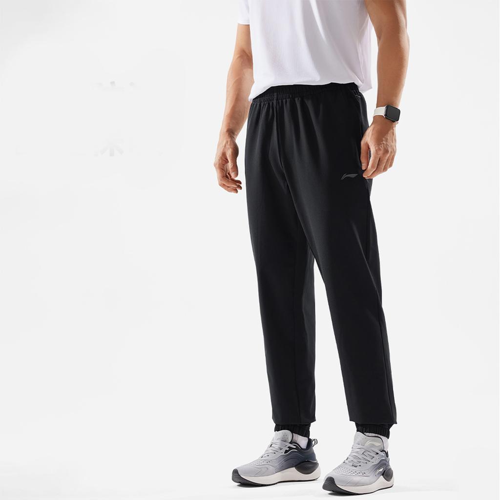 Li-Ning Water-Resistant Cuffed Mid-Rise Sports Pants Men Bottoms Black AYKV059-1