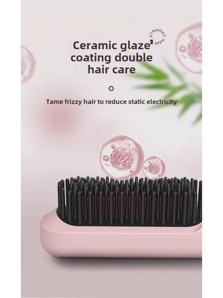 Перезаряжаемая беспроводная расческа для выпрямления и завивки волос с технологией отрицательных ионов — портативная, не повреждающая волосы, пушистая, с большим объемом.