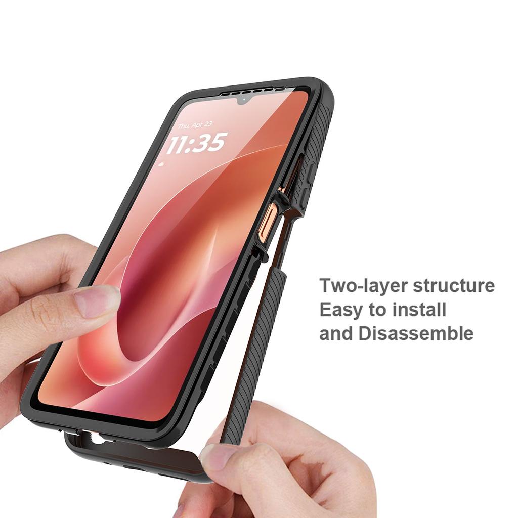 Для Motorola G06 Moto G05 G04 G55 G35 G56 G86 G60 G50 5G Ударопрочный Чехол для Телефона 360 Градусов Полное Покрытие Прозрачная Крышка Встроенная Защитная Пленка для Экрана