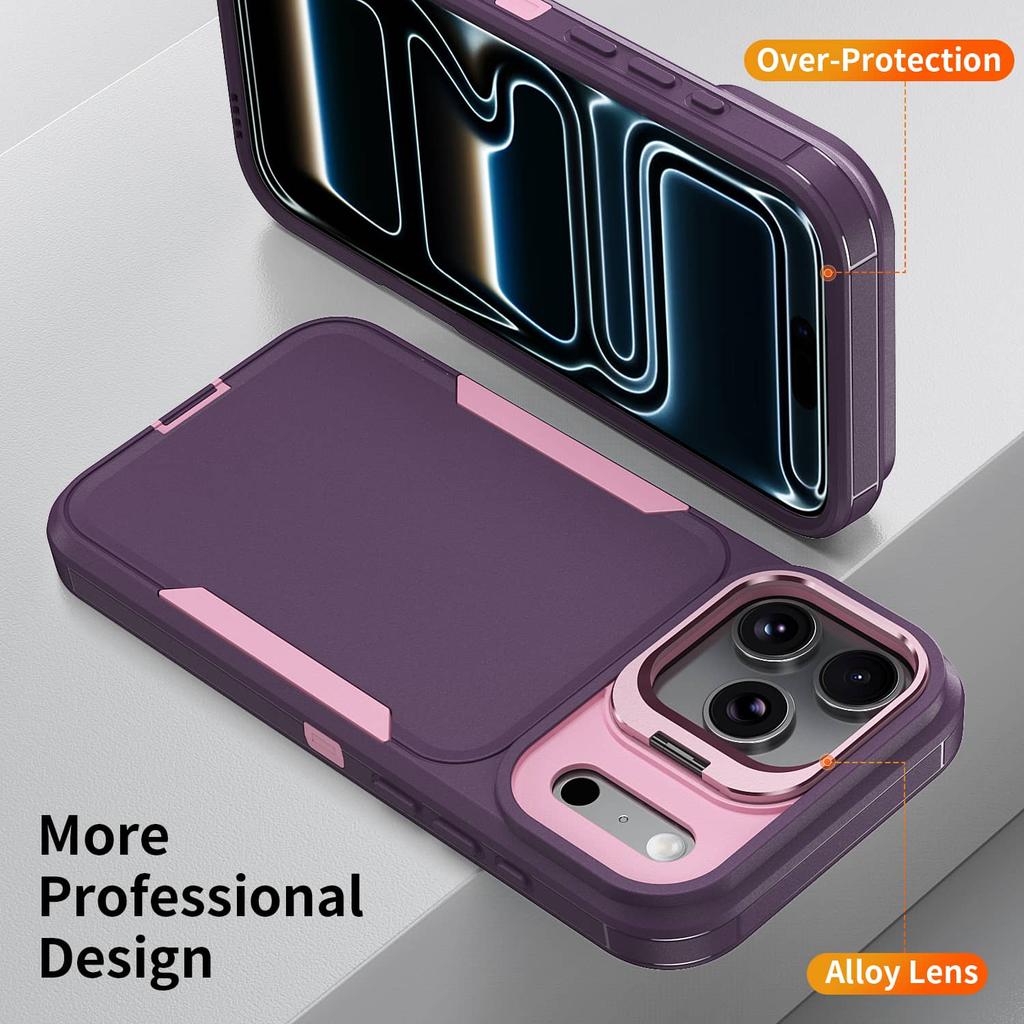 Прочный Чехол для iPhone 17e 17 16 15 14 13 12 Pro Max 11, Встроенная Подставка, Ударопрочная Защита от Падений, Прочный Чехол на Все Тело