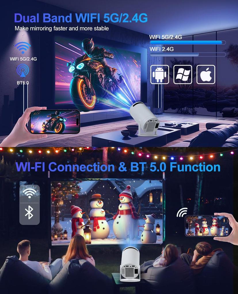 HY300 4K МИНИ-проектор ТВ для домашнего кинотеатра HD True 720P WIFI Портативные проекторы Кино Android IOS 1080P для мобильного телефона