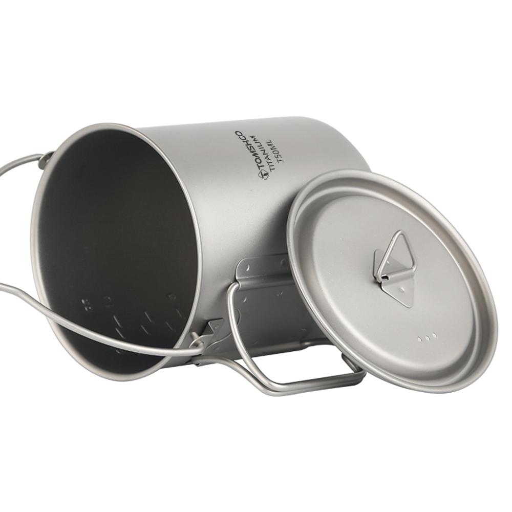 TOMSHOO Титановый горшок 750 мл Сверхлегкий портативный подвесной горшок с крышкой и складными ручками для улицы