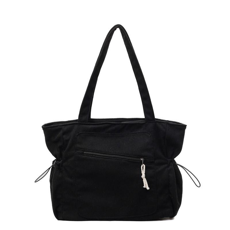 Urban Style Corduroy Shoulder Bag With Zipper Closure For Casual Outings