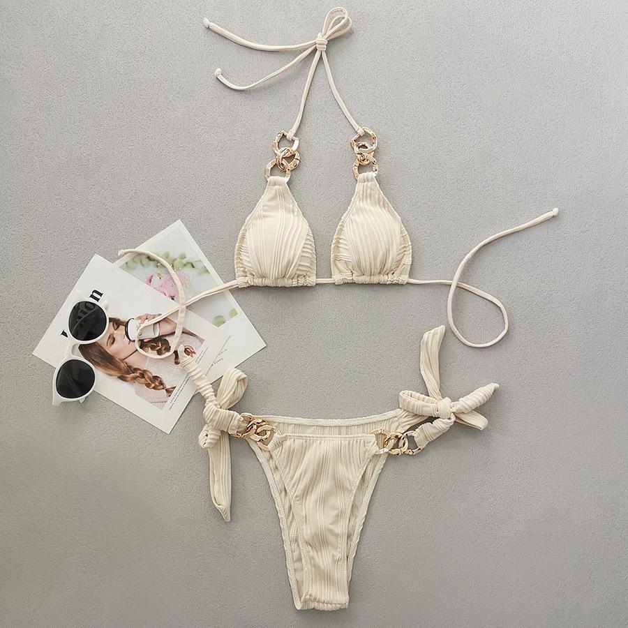 Женский раздельный купальник-бикини из трех частей на цепочках, европейский и американский, 2025