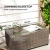 90 x 50cm Glass-Top Rattan Side Table - Brown