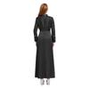 Womens Clergy Long Robe Dress Gold Cross Embroidery Lace Button Decor Stand Collar Long Sleeve Cassock