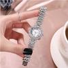 Luxury Rhinestone Quartz Watches Silver Watch Bracelet Set Vintage Rose Gold Watch  Casual Wear