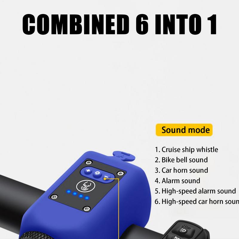 120 DB Horn For Bike 120 DB Waterproof Bike Lights For Night Riding USB Rechargeable 180 Degree Viewing Angle Flashlight