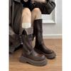 Cowhide Version~ Leather Thick-soled Maillard Boots Women's 2025 New Autumn and Winter Retro Tall Knight Boots