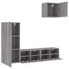 4 Piece Grey Sonoma Wood Based TV Wall Unit