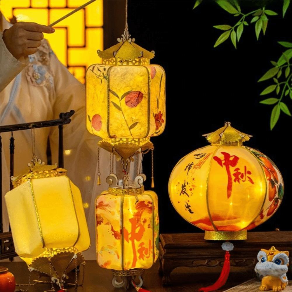 Handheld Mid-Autumn Festival Retro Lantern Glowing Kindergarten Lantern Material Kit Moon Festival