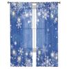 Рождественские снежинки, синие оконные тюлевые шторы для гостиной, кухни, Рождественский домашний декор, прозрачные шторы из вуали