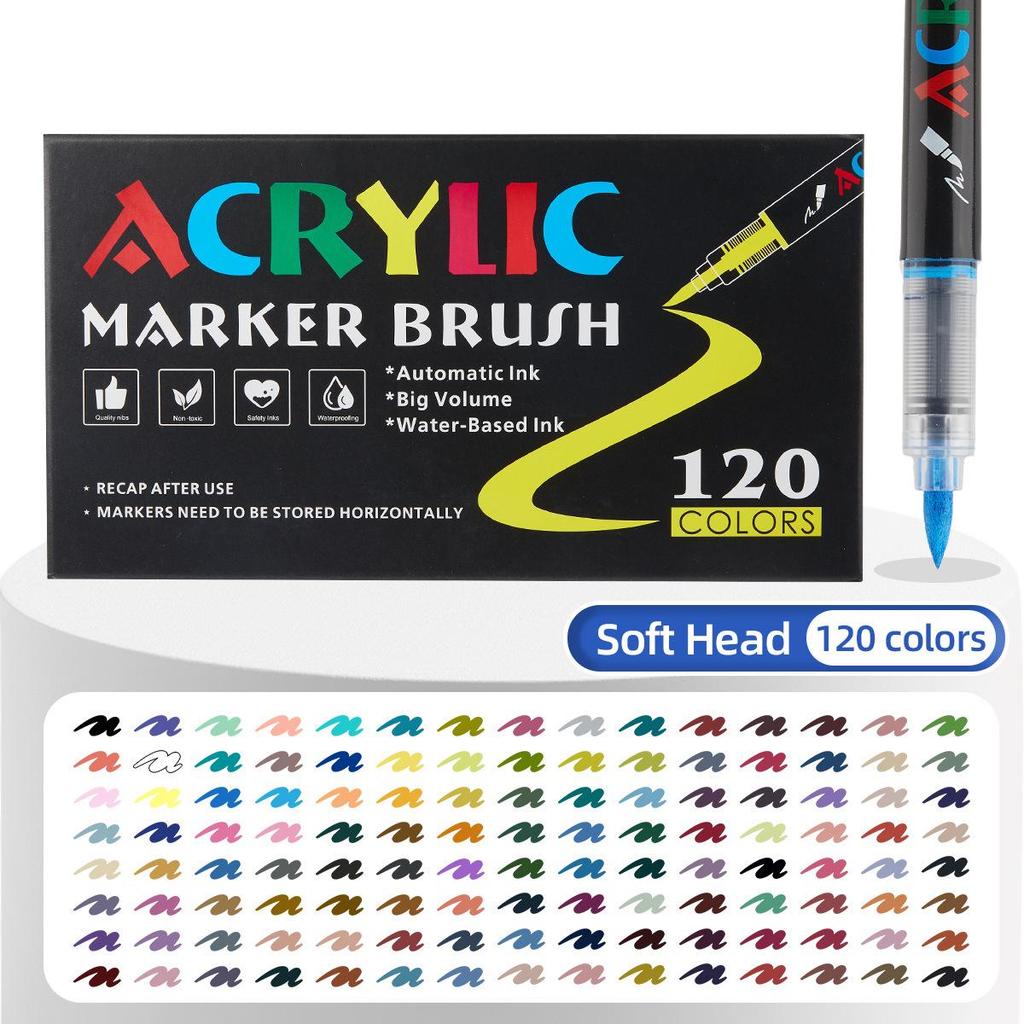 Моющиеся акриловые маркеры с мягким наконечником – Набор для DIY: Ваза для стекла и акварельные маркеры