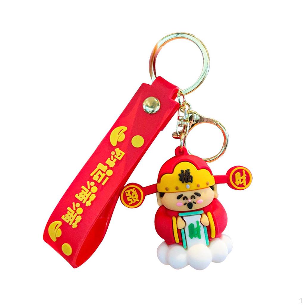 Cartoon Key Chain Pendant Year Gift God of Wealth Statue Creative PVC Lovely Chinese Style Lucky