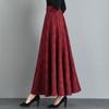 New Woolen Plaid Skirt for Women Mid-length Autumn and Winter Slimming High-waisted A-line Skirt Casual Long Skirt