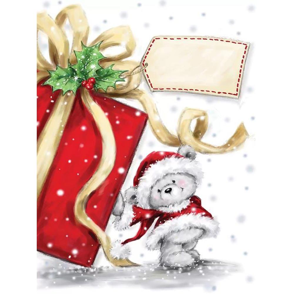 5d алмазная живопись Рождественский медведь шляпа ремесленная полная квадратная Алмазная вышивка крестиком мозаика с изображением животных Рождественская настенная живопись