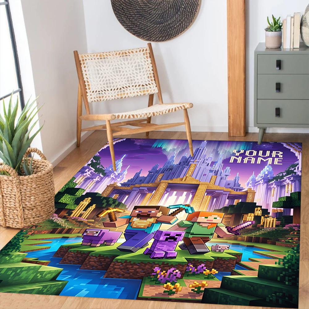 Minecraft Personalized Name Floor Rug Office Rug Perfect For Balcony Entryway Study Room Foyer Antislip Carpet Decorate Offices
