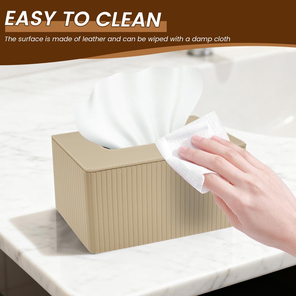 Tissue Box PU Leather Rectangular Tissue Box with Magnetic Bottom Decorative Rectangular Tissue Dispenser for Home Dining Room