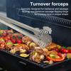BBQ Tongs Stainless Steel Kitchen Tongs Heat Resistant Non-Slip Grip Metal Pliers for Grilling Rust-Proof Barbecue Clamps for Picnic Camping Cooking