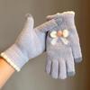 Bowknot Women Knitted Gloves Thicken Warmth Warm Mittens Elastic Winter Gloves